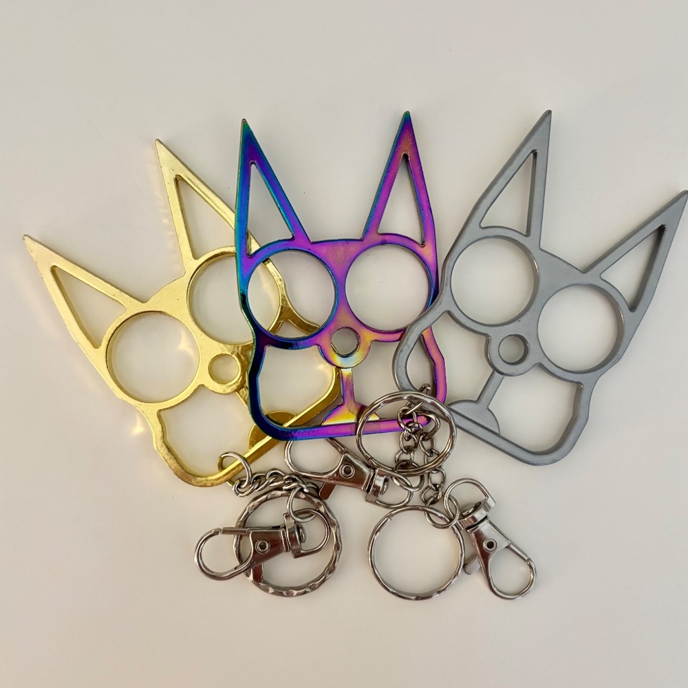 Cat Pointy Ears Safety Knuckle Protection! 3, Self Defense Cat Safety Keychains!